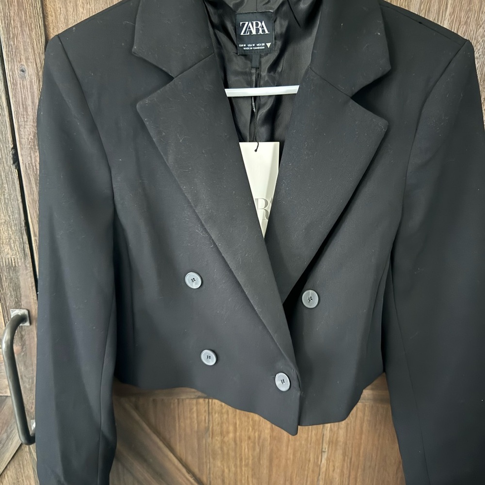Zara Women's Black Double-Breasted Jacket